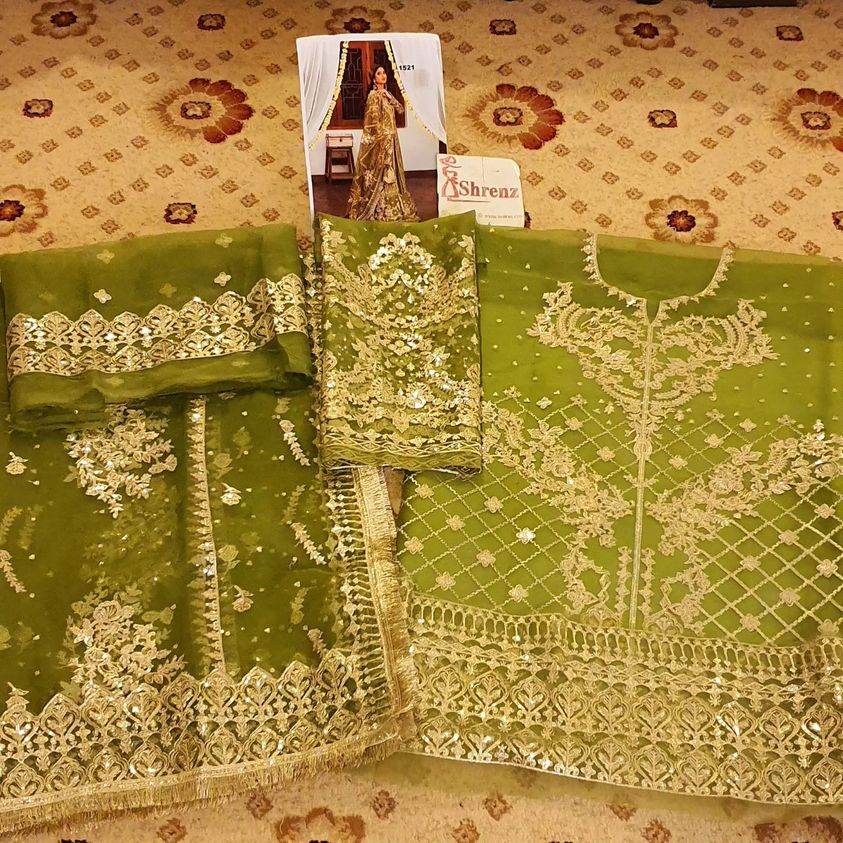 Faiza Saqlain Green Formal Collection Organza Replica