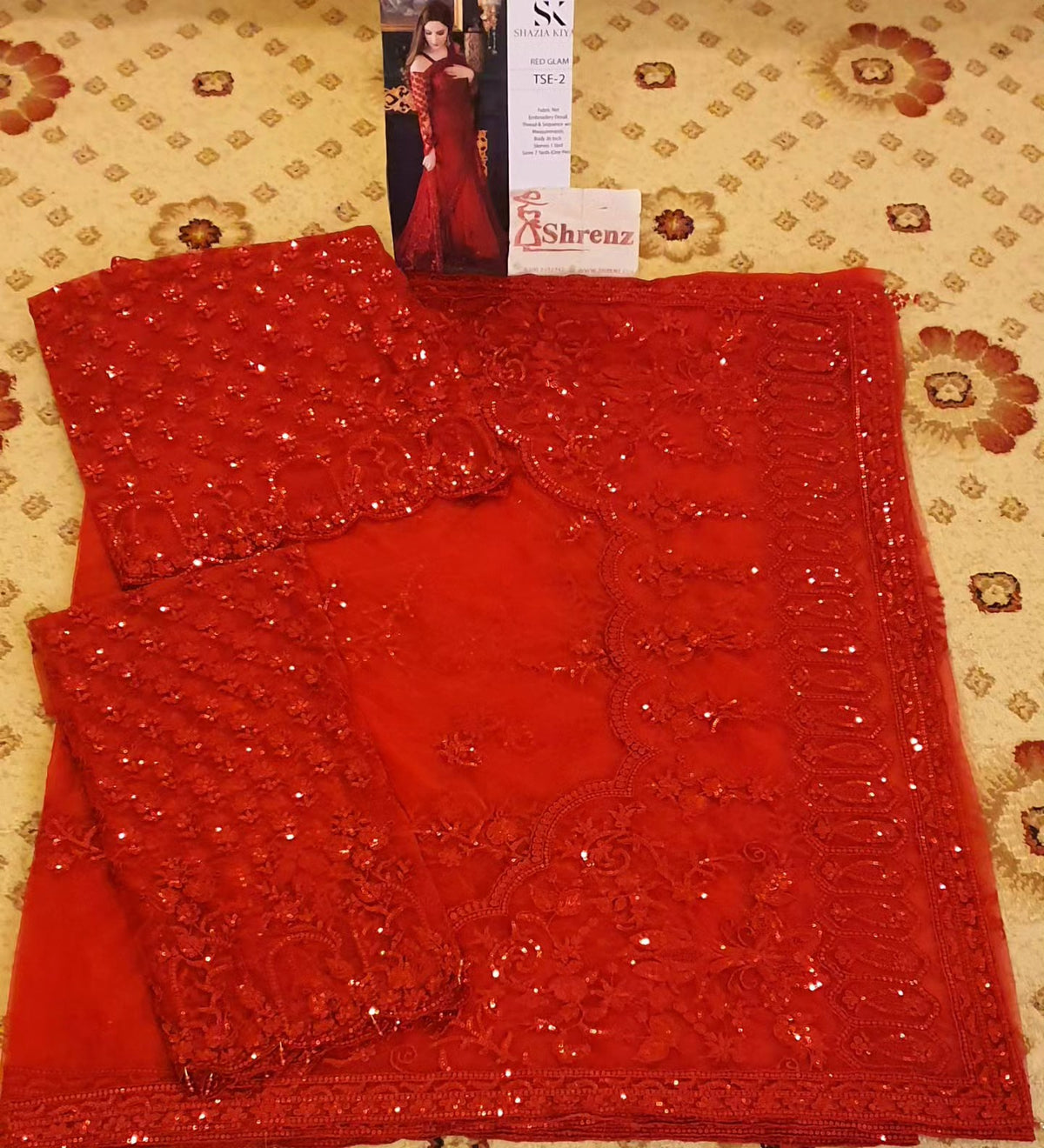 Shrenz Red Saree Exclusive Collection Net Replica