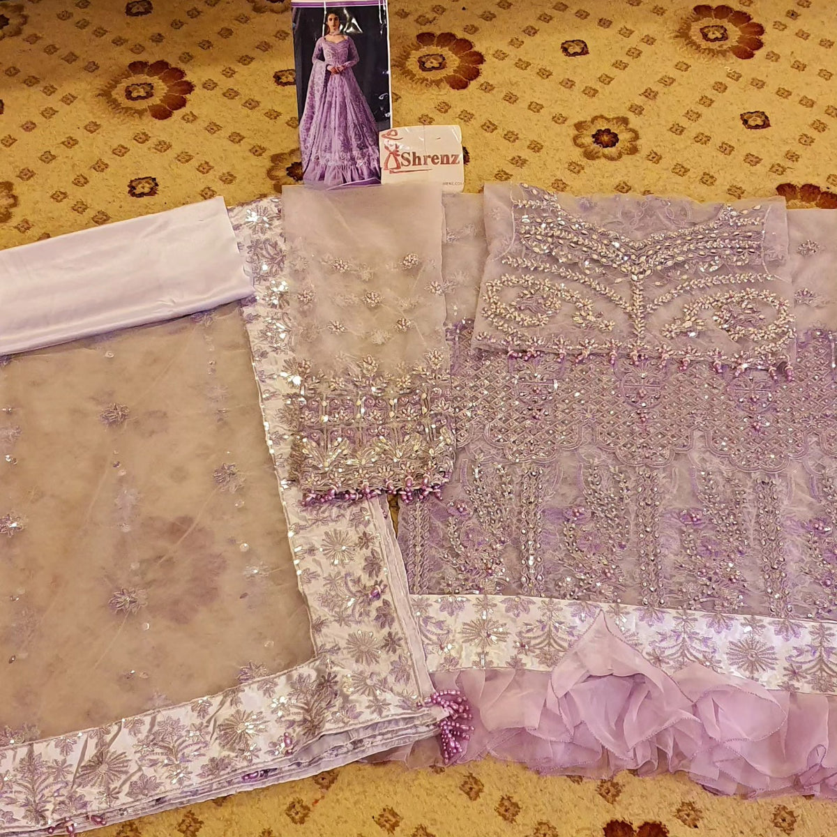 Shrenz Purple Bridal Collection Net Maxi Replica