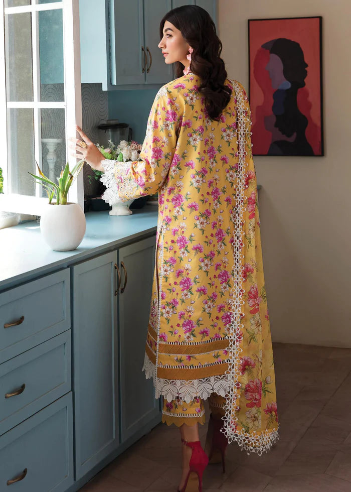 Afrozeh Yellow Printed Lawn Collection Replica