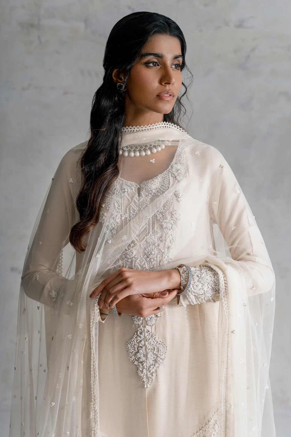 Ammara Khan Off White Formal Collection Organza Replica