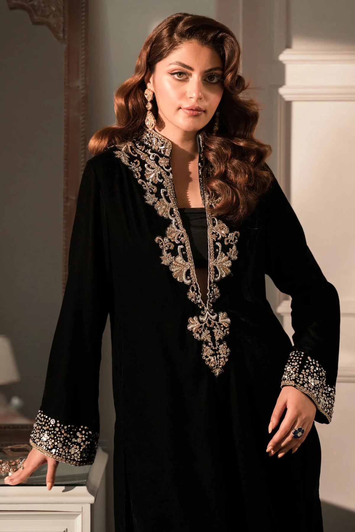 Ammara Khan Black Velvet Collection Replica