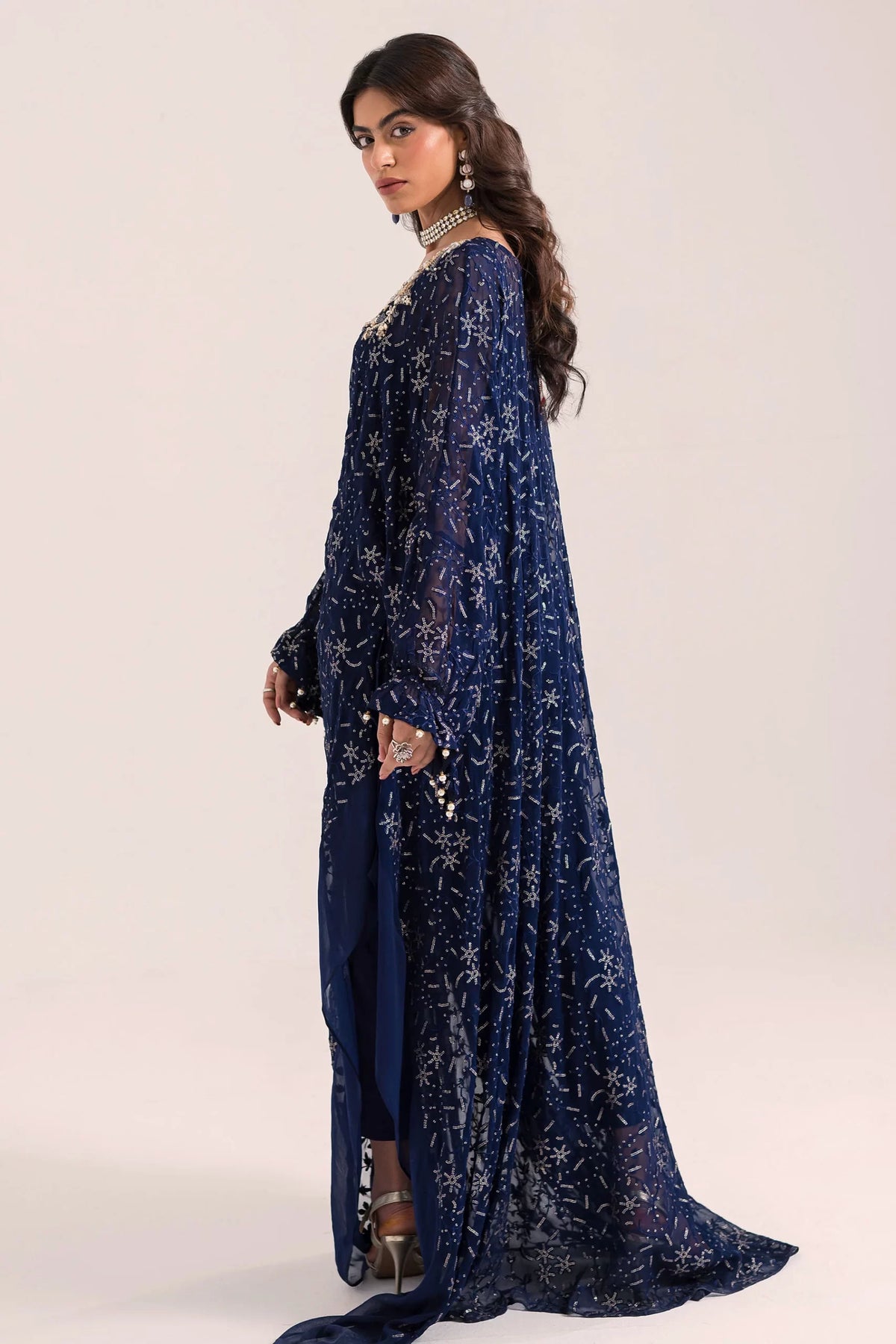 Ammara Khan Blue Formal Collection Chiffon Replica