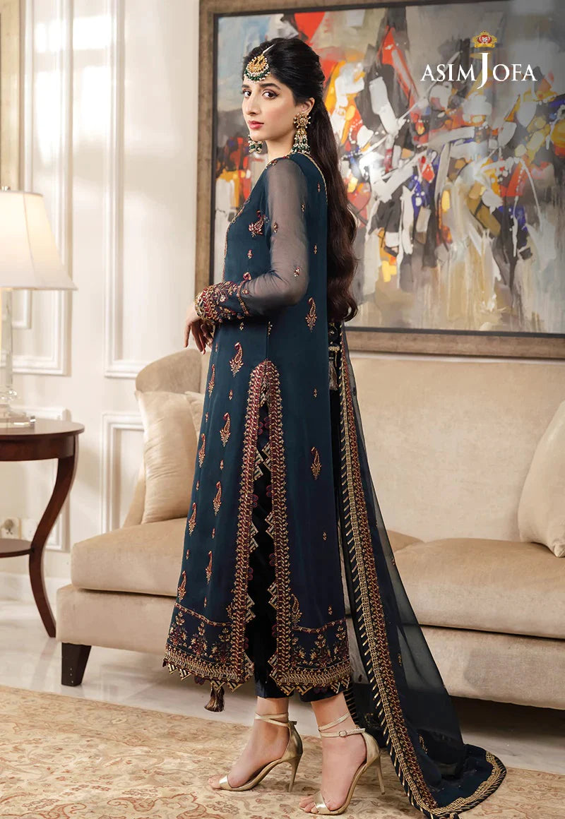 Asim Jofa Navy Blue Formal Collection Organza Replica