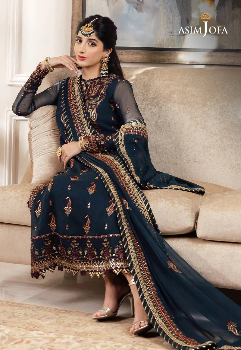 Asim Jofa Navy Blue Formal Collection Organza Replica