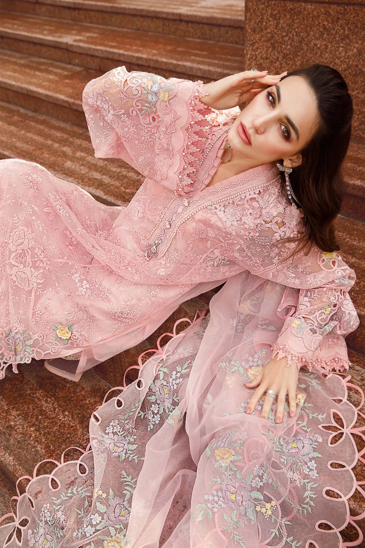 Maria B Pink Organza Luxury Lawn Collection Replica