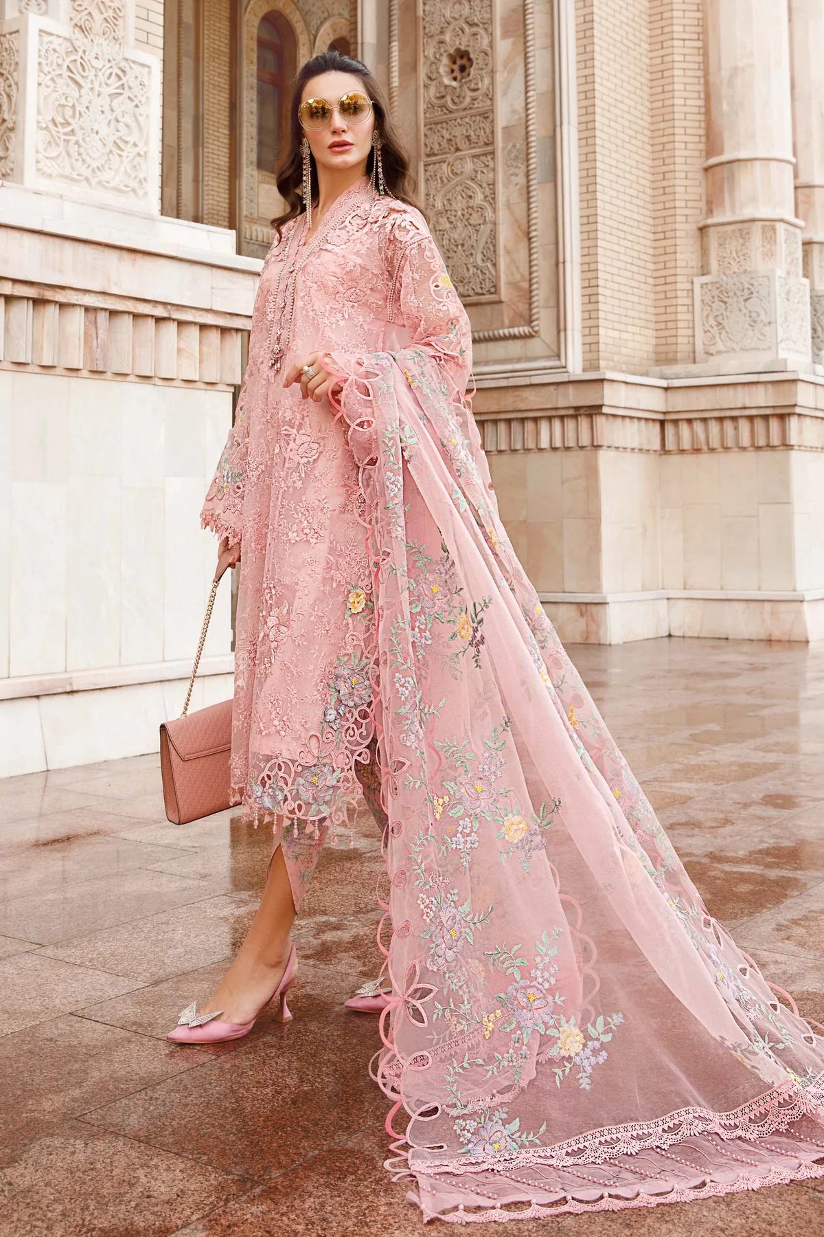 Maria B Pink Organza Luxury Lawn Collection Replica