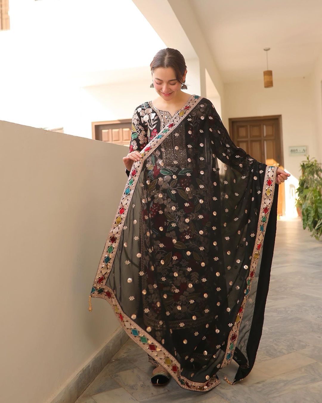 Haseen's Mehnaaz Black Luxury Lawn Collection Replica