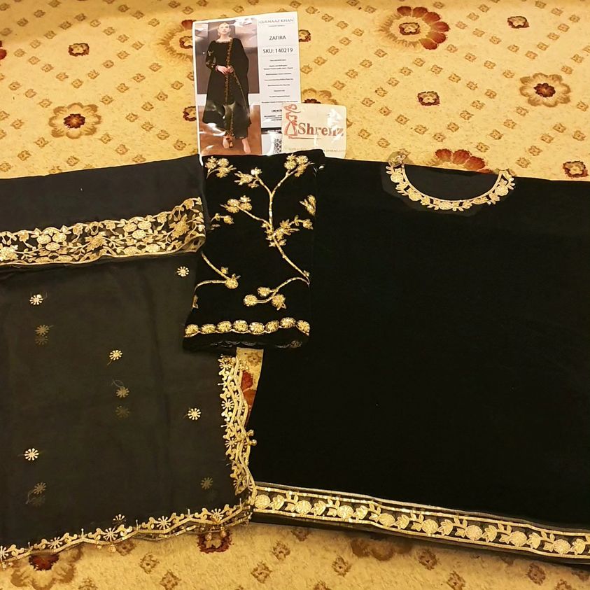 Gulnaz Khan Black Velvet Collection Replica