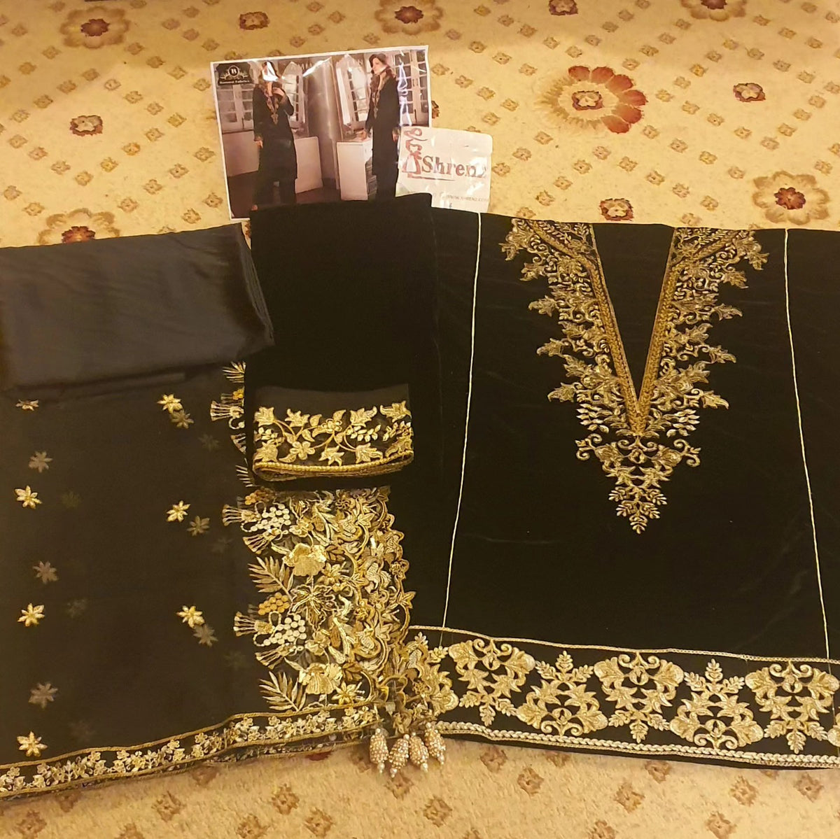 Ammara Khan Black Velvet Collection Replica