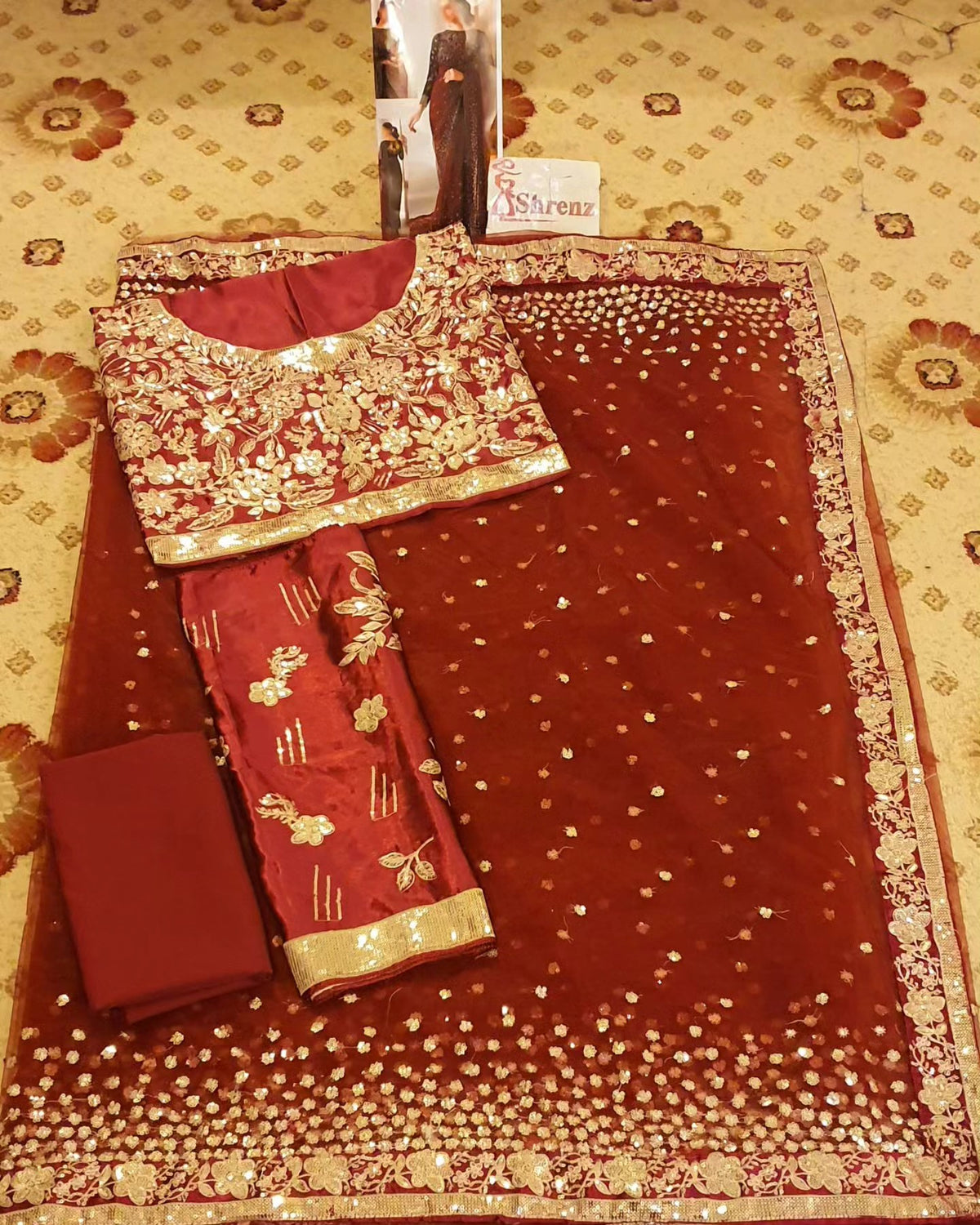 Jazmin Maroon Saree Collection Net Replica