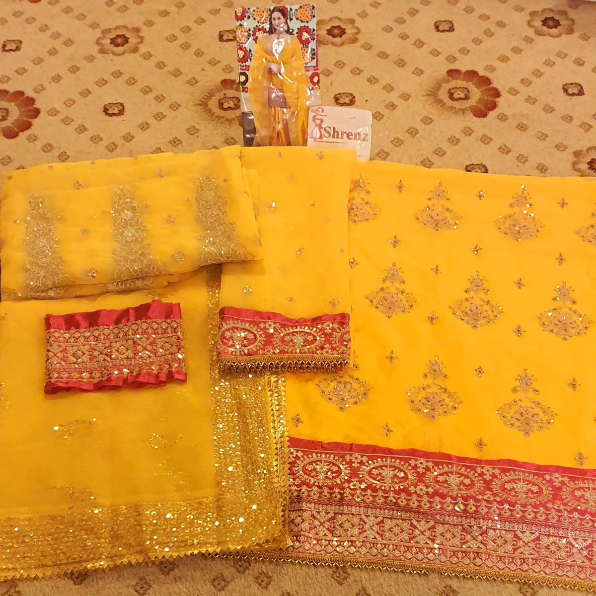 Ali Xeeshan Yellow Organza Mehndi Collection Replica