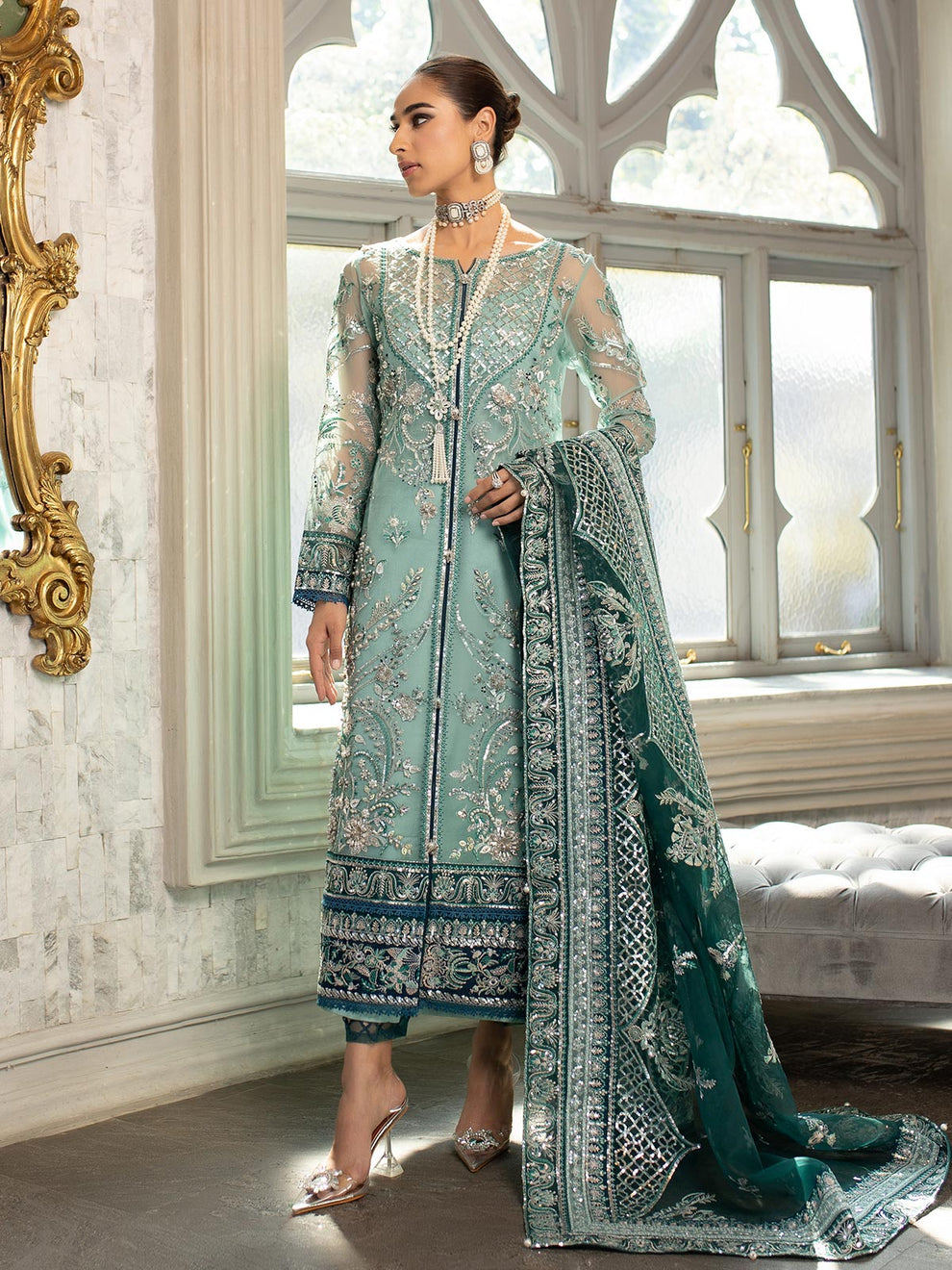 Gulaal Exclusive Sea Blue Formal Collection Net Replica