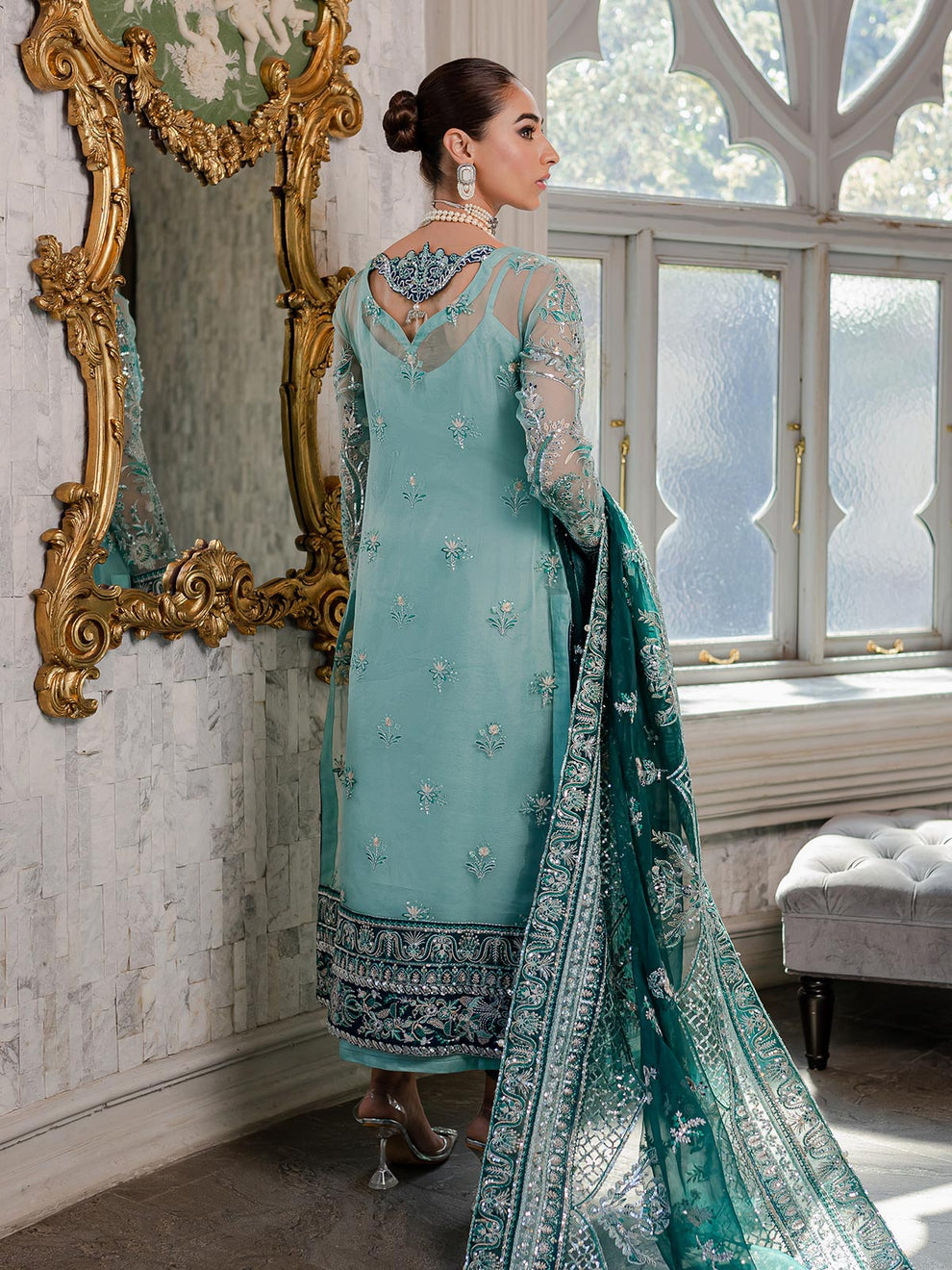 Gulaal Exclusive Sea Blue Formal Collection Net Replica