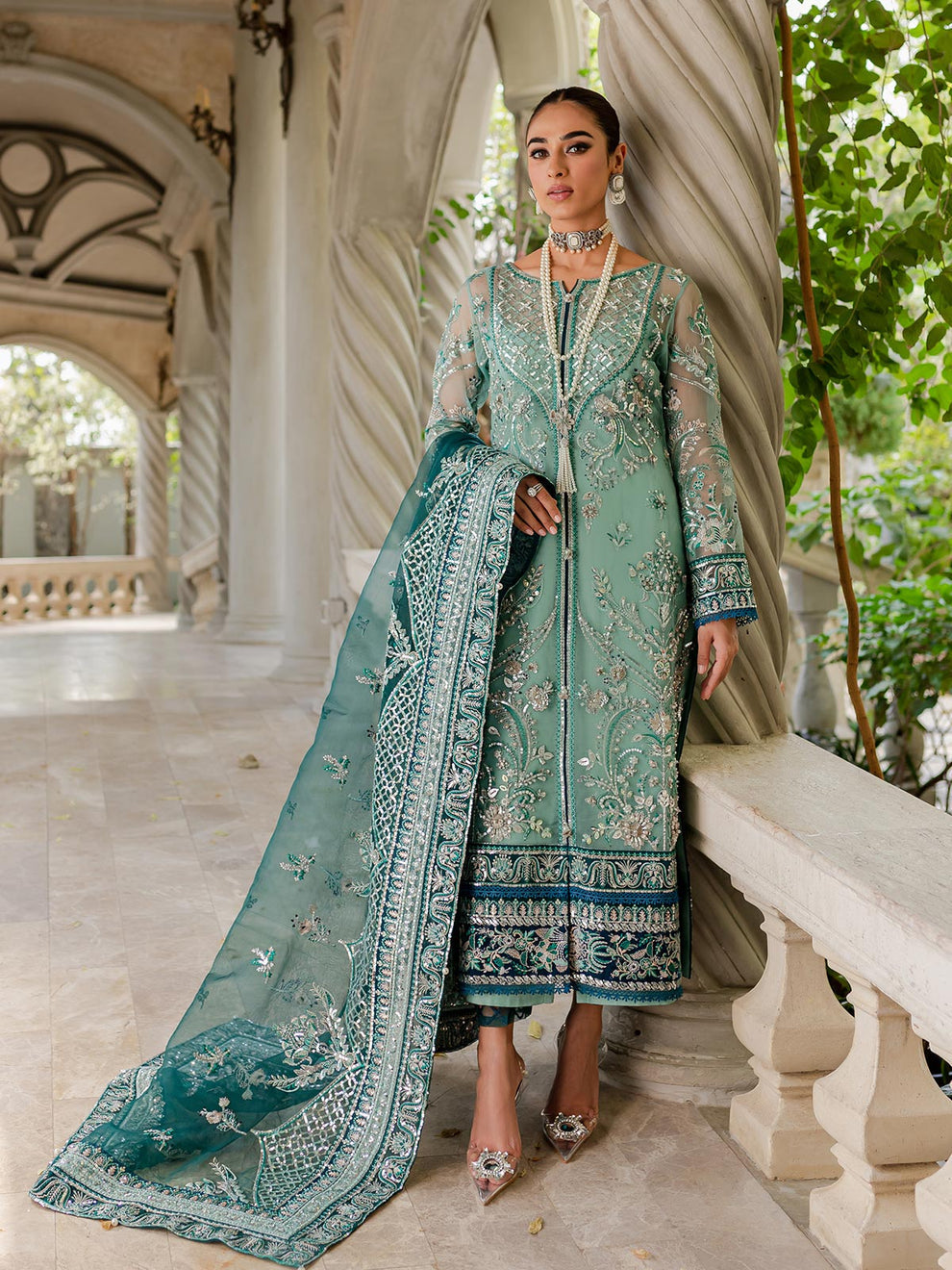 Gulaal Exclusive Sea Blue Formal Collection Net Replica