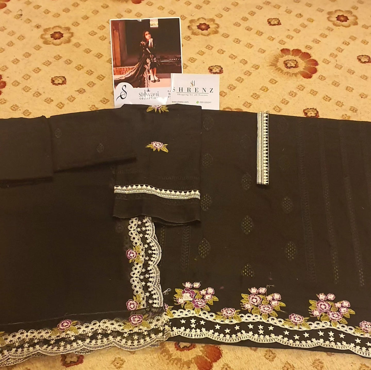 Zarqash Black Luxury Lawn Collection Replica