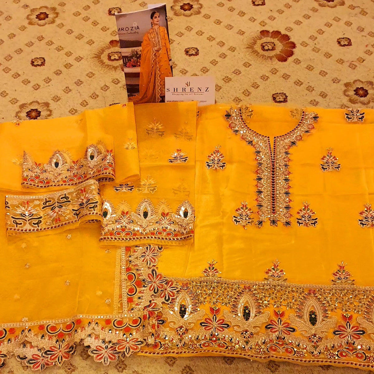 Imrozia Sabah Yellow Organza Formal Collection Replica