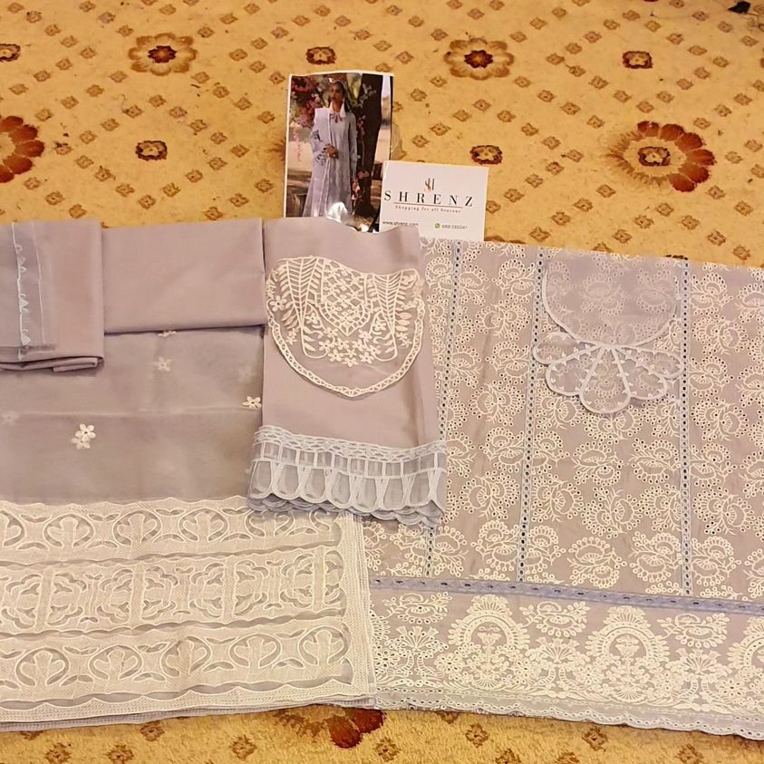 Qalamkar Grey Luxury Lawn Collection Replica