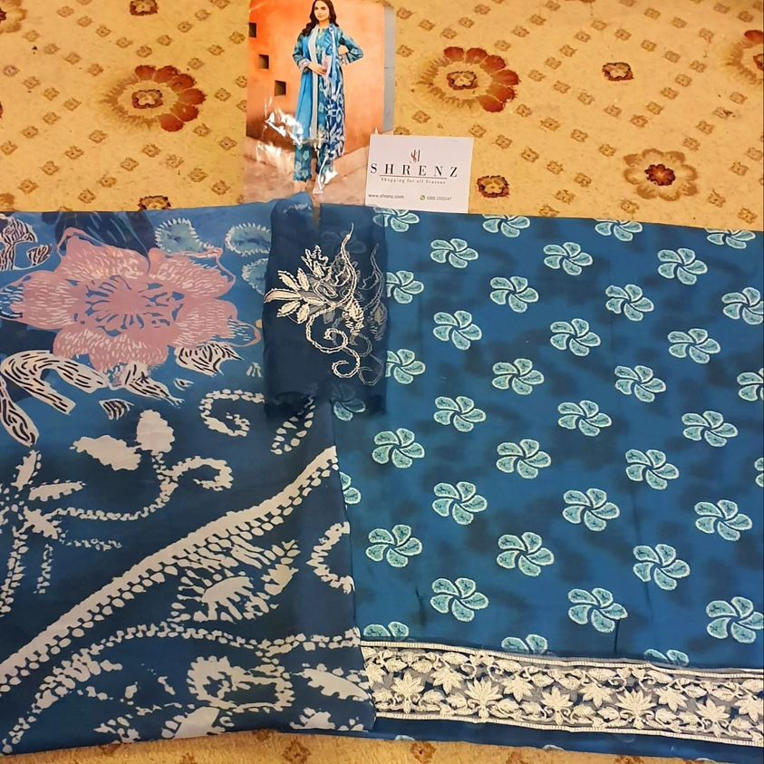 Nishat Linen Blue Printed Lawn Collection Replica