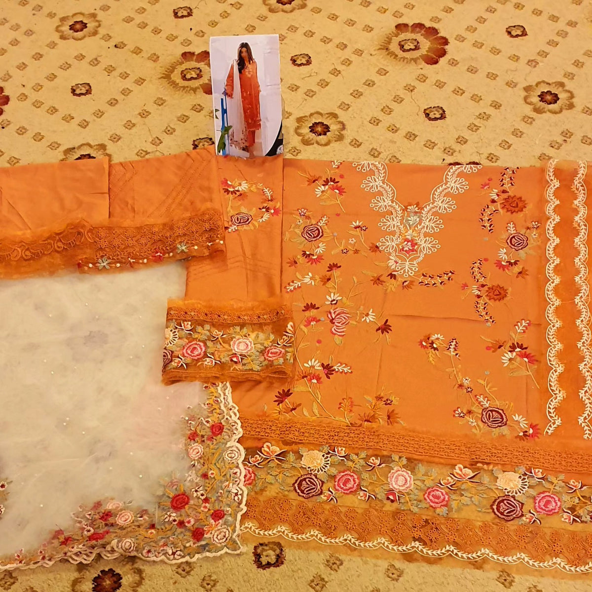 Sana Safinaz Peach Embroidered Luxury Lawn Collection Replica