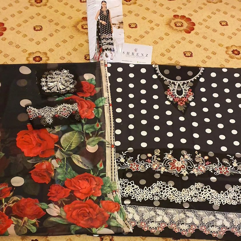 Noor By Saadia Asad Black Swiss Lawn Collection Replica