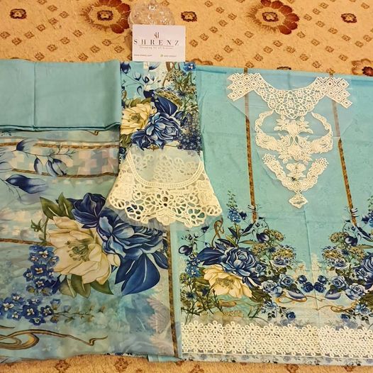 Elaf Heaven's Mist Blue Luxury Lawn Collection Replica