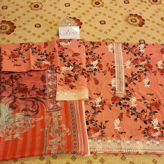 Mushq Wisteria Peach Luxury Lawn Collection Replica