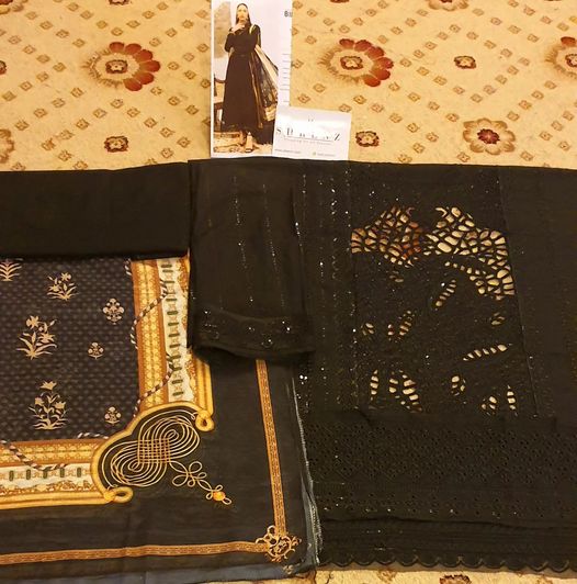 Bin Ilyas Mem Saab Black Luxury Lawn Collection Replica