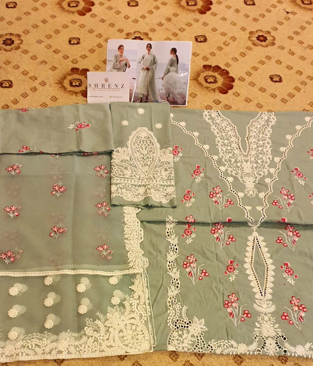 Aabyaan Mint Green Luxury Lawn Collection Replica