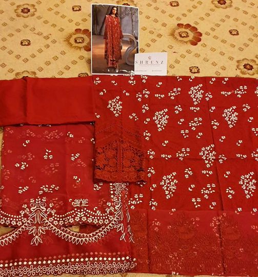 Suffuse Red Luxury Lawn Collection Replica