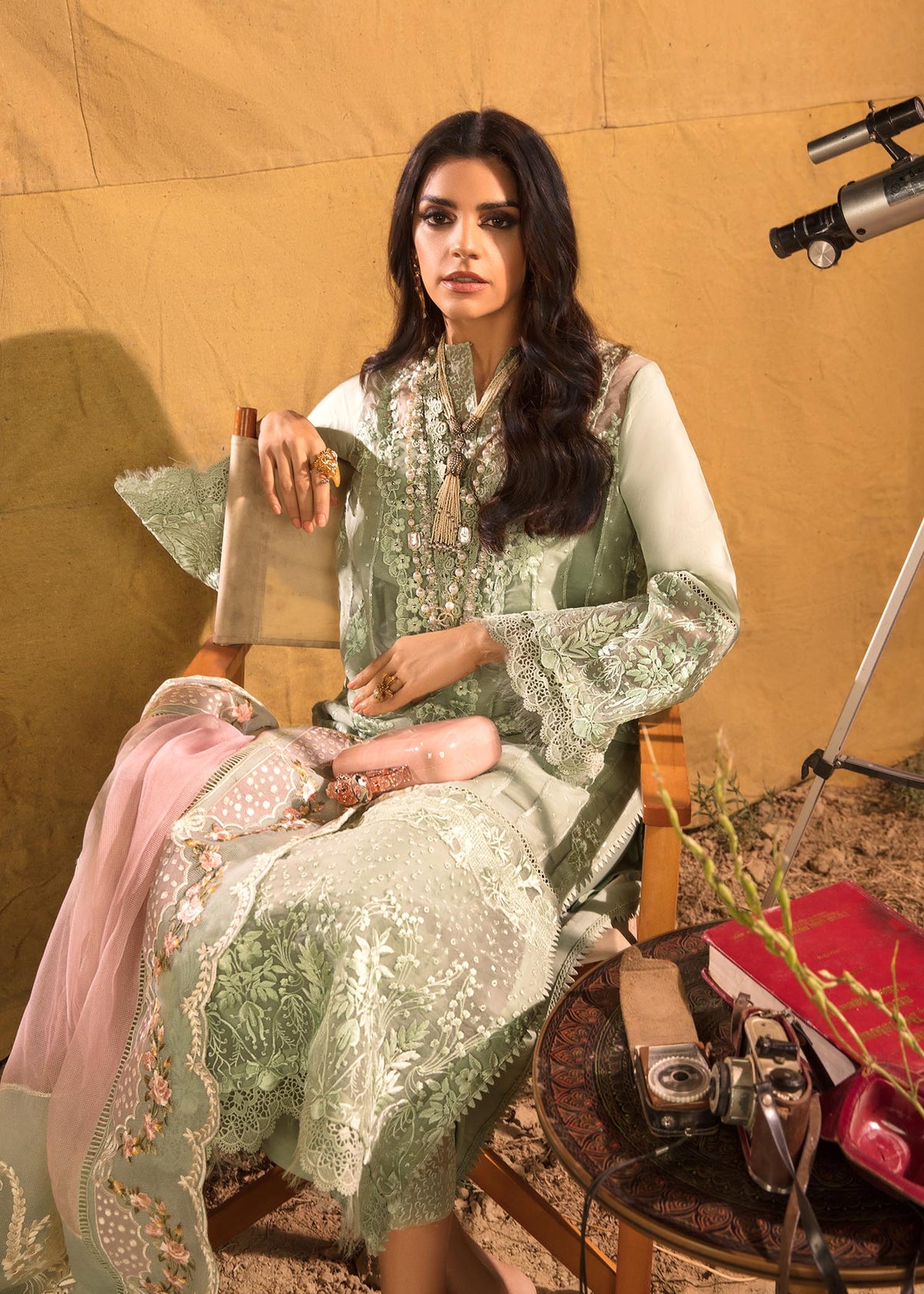 Saira Shakira Mint Green Organza Luxury Lawn Collection Replica