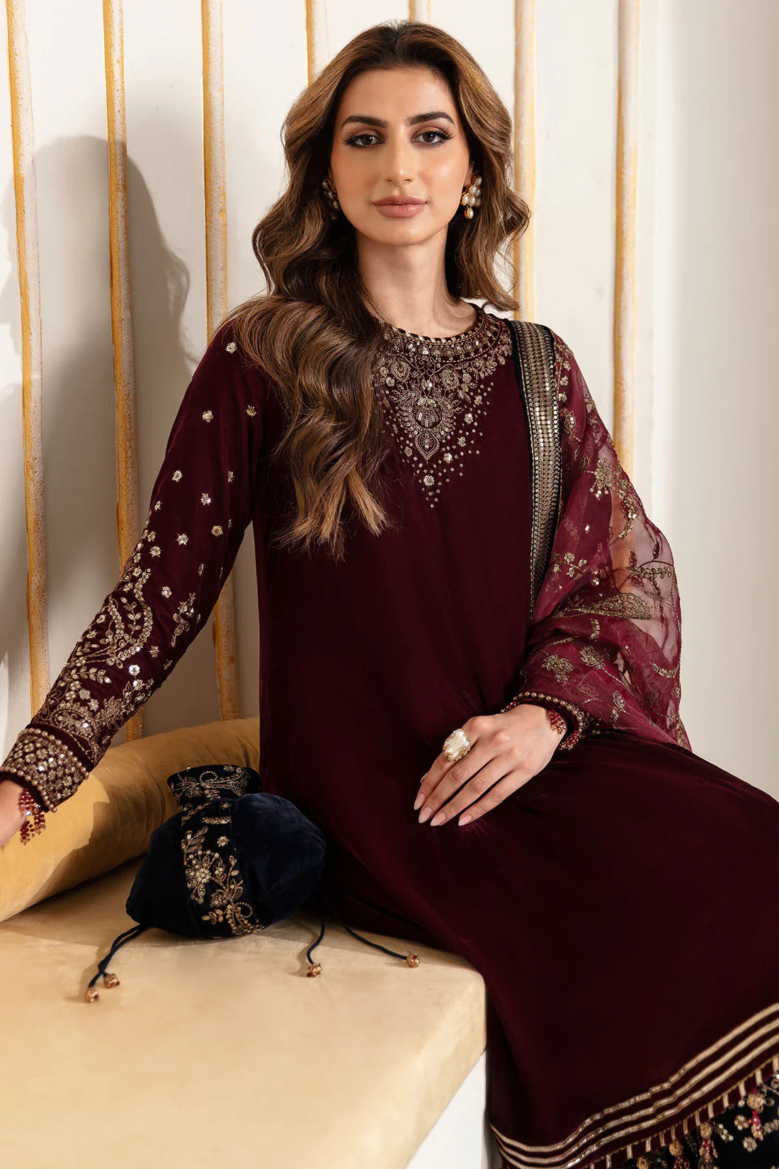 Jazmin Maroon Formal Collection Velvet Replica