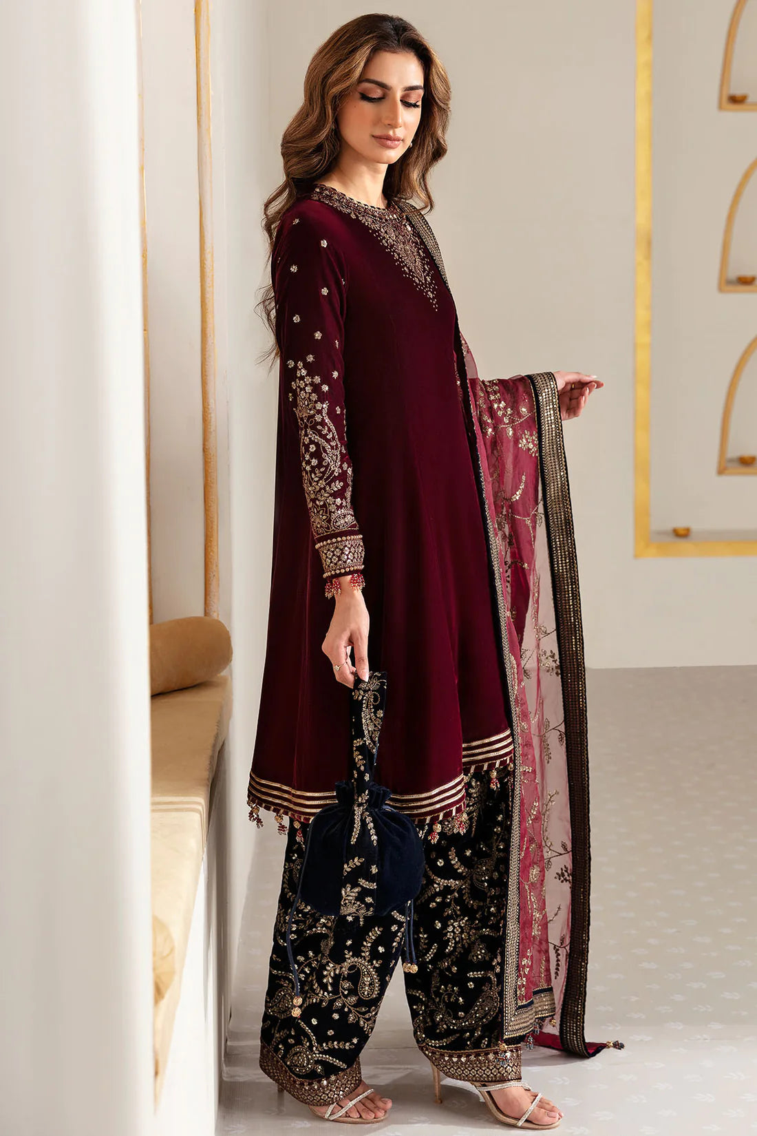 Jazmin Maroon Formal Collection Velvet Replica