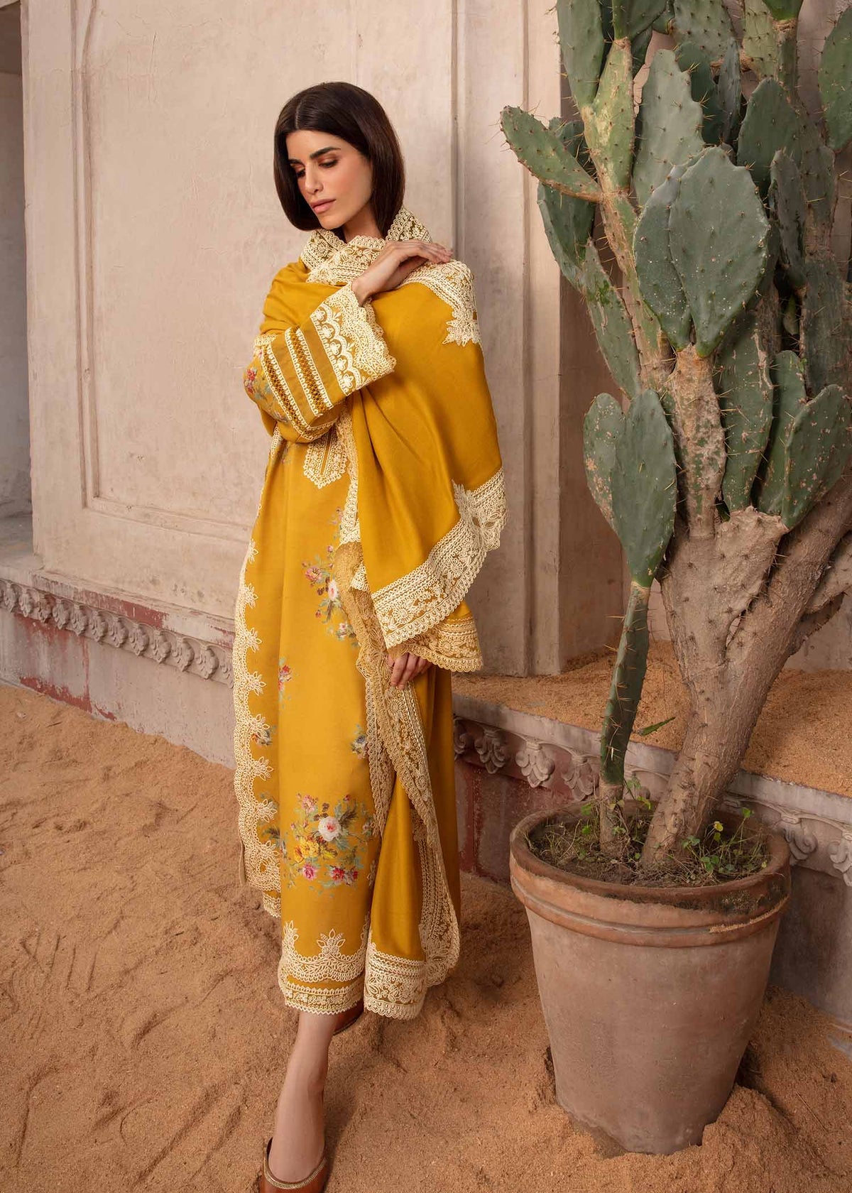 Crimson X Saira Shakira Mustard Luxury Lawn Collection Replica