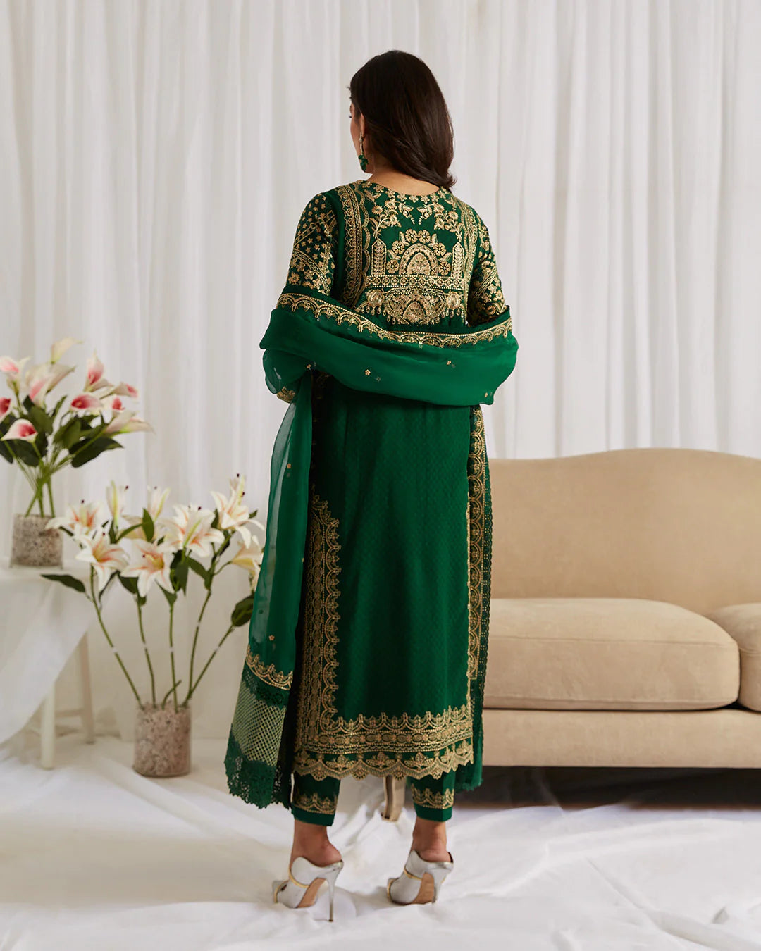 Faiza Saqlain Caella Green Luxury Lawn Collection Replica