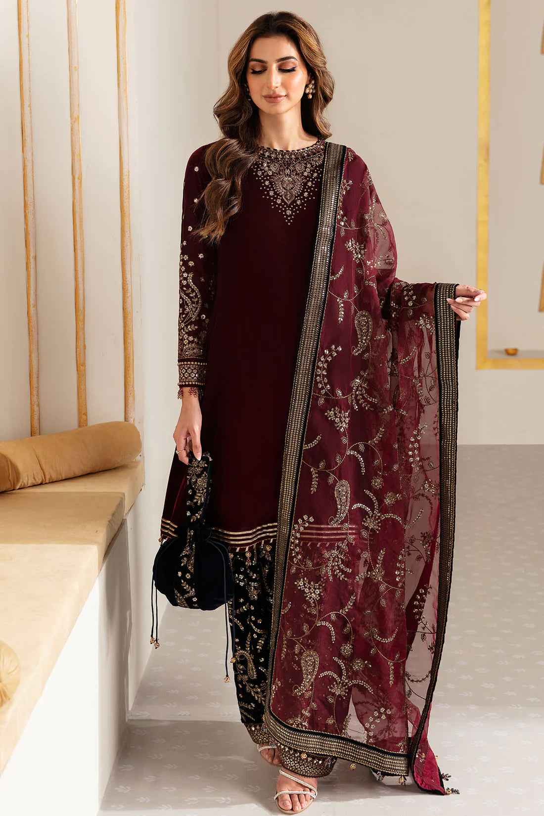 Jazmin Maroon Formal Collection Velvet Replica