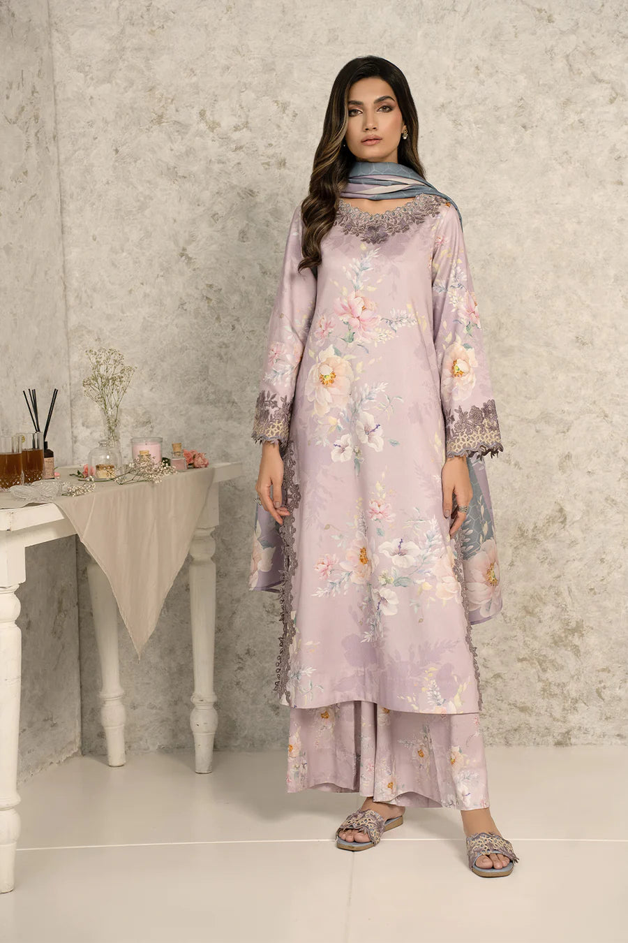 Iznik Purple Digital Printed Lawn Collection Replica