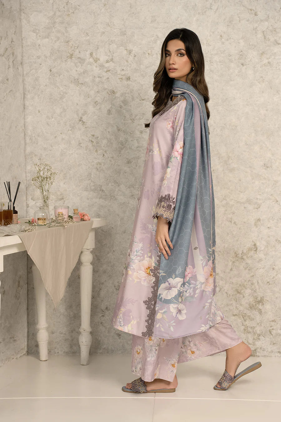 Iznik Purple Digital Printed Lawn Collection Replica