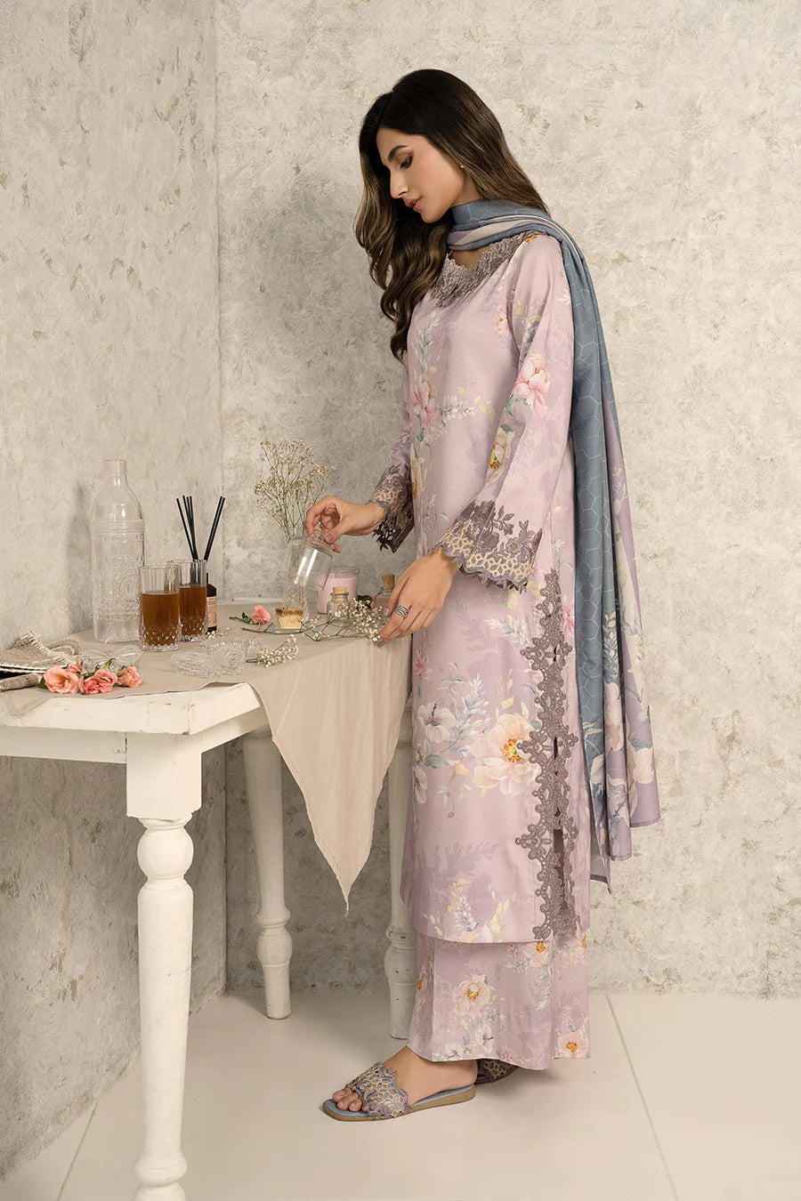 Iznik Purple Digital Printed Lawn Collection Replica