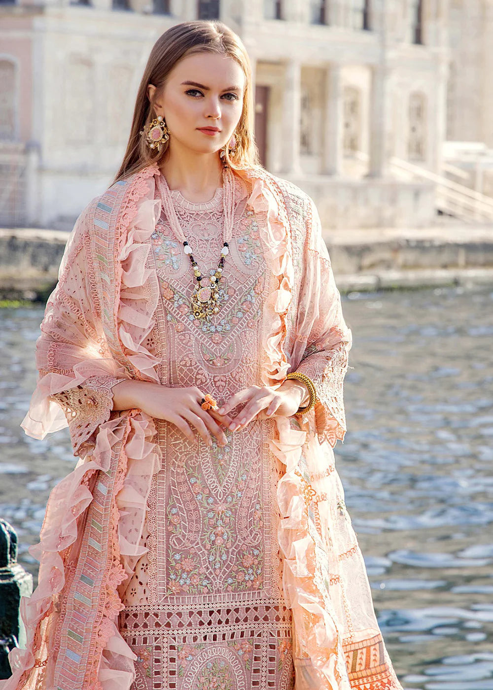 Adan Libas Pink Luxury Lawn Collection Replica