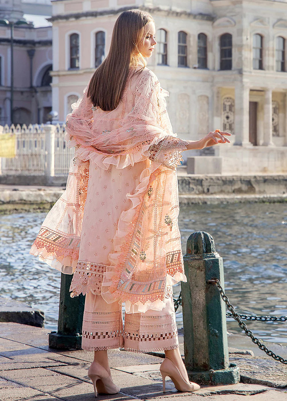 Adan Libas Pink Luxury Lawn Collection Replica