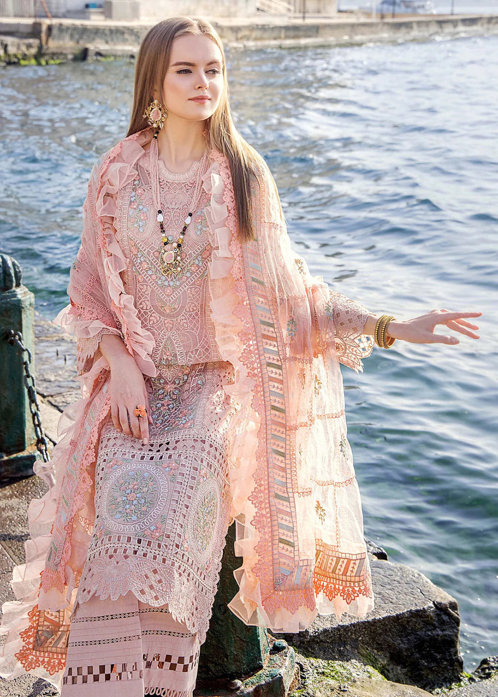 Adan Libas Pink Luxury Lawn Collection Replica