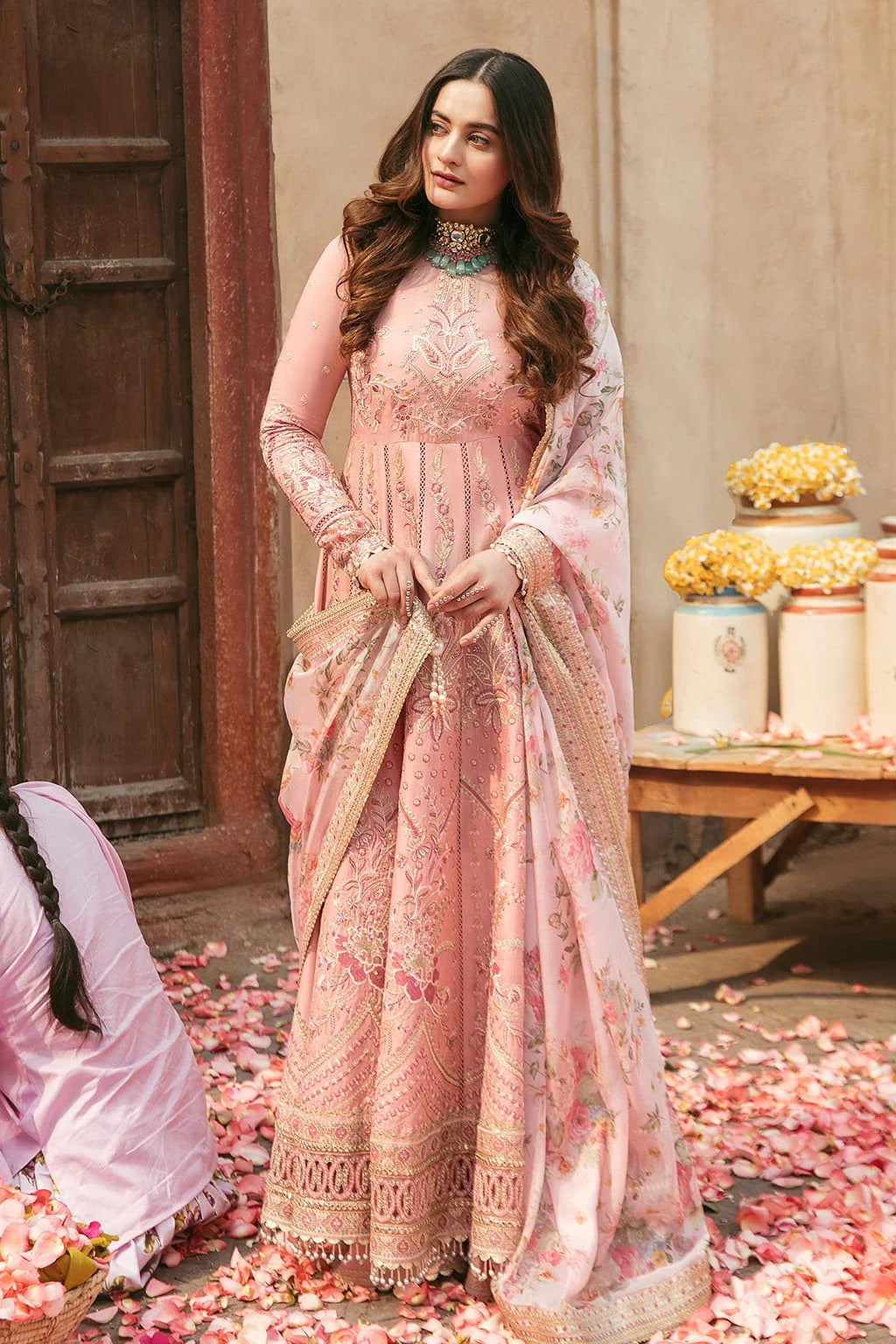 Afrozeh Pink Shabnami Lawn Collection Maxi Replica