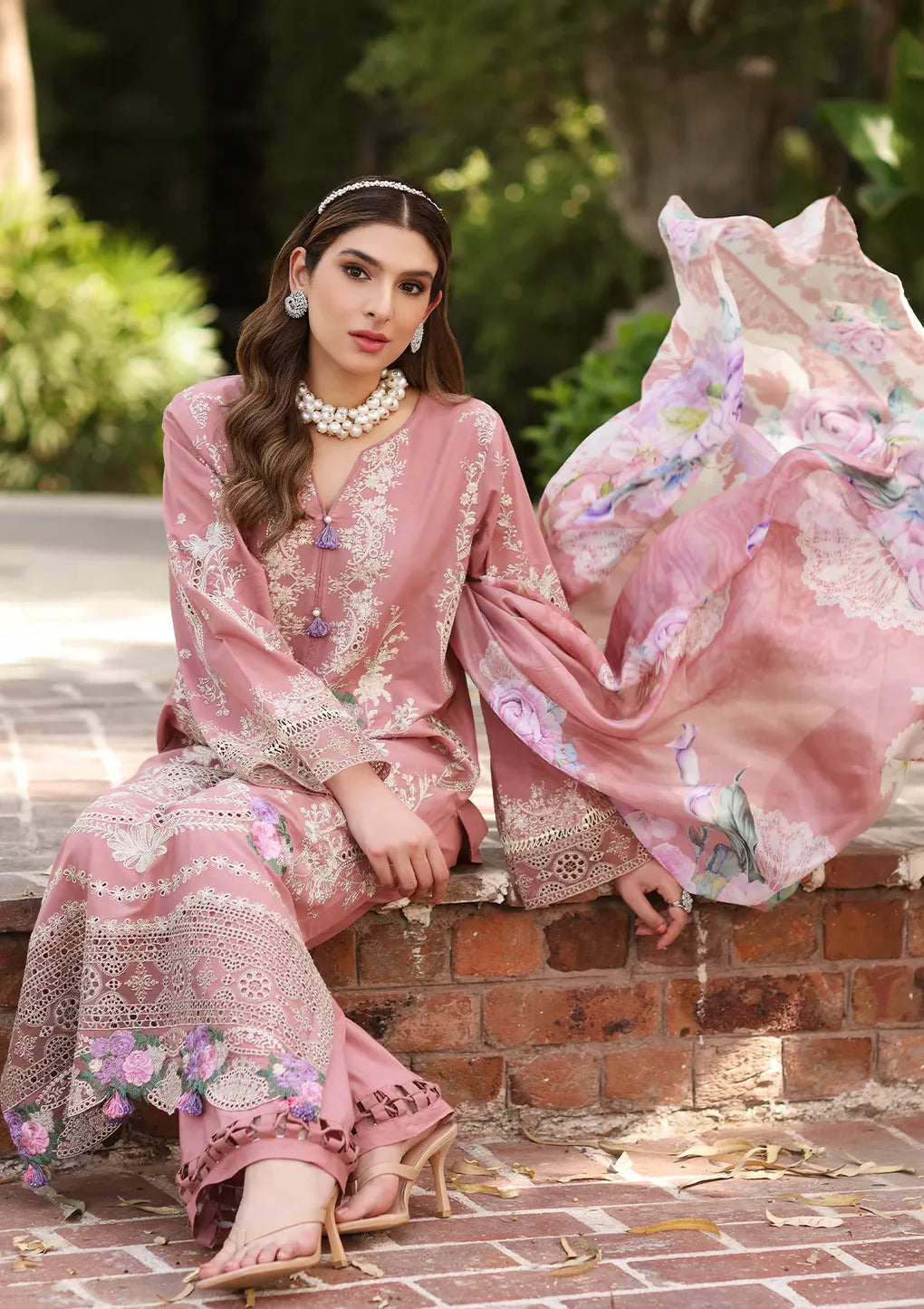 Elaf Peach Luxury Lawn Collection Replica