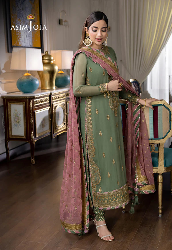 Asim Jofa Green Formal Collection Chiffon Replica