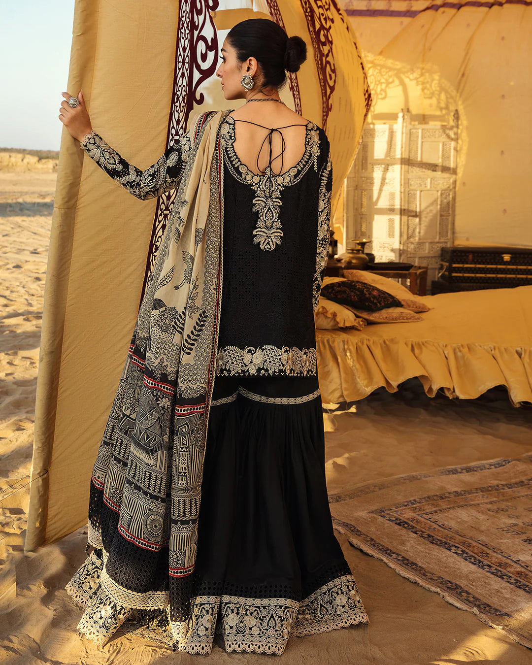 Faiza Saqlain Black Luxury Lawn Collection Replica