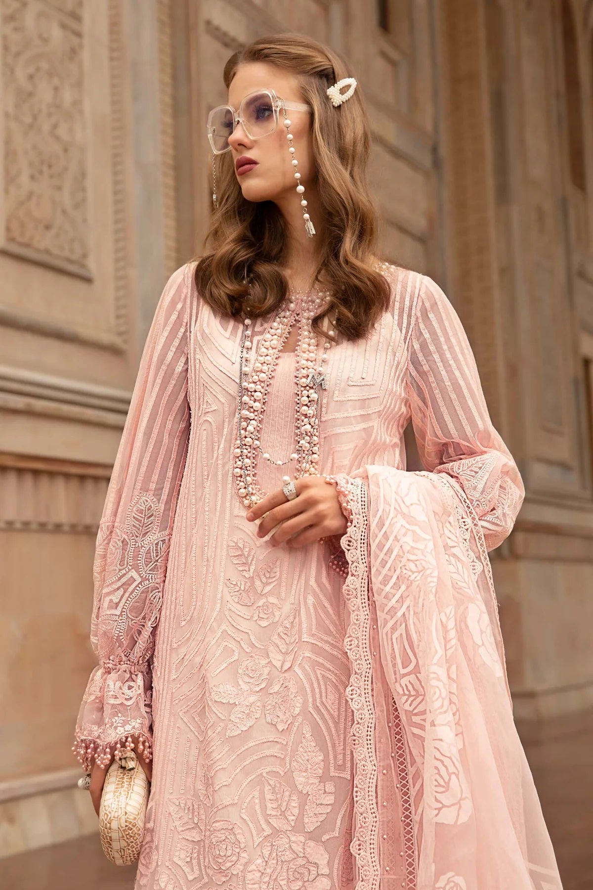 Maria B Exclusive Peach Lawn Collection Replica