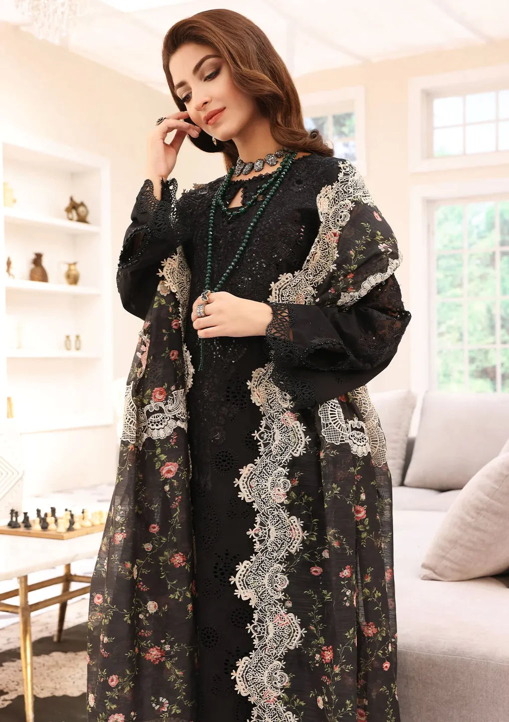 Elaf Black Luxury Lawn Collection Replica