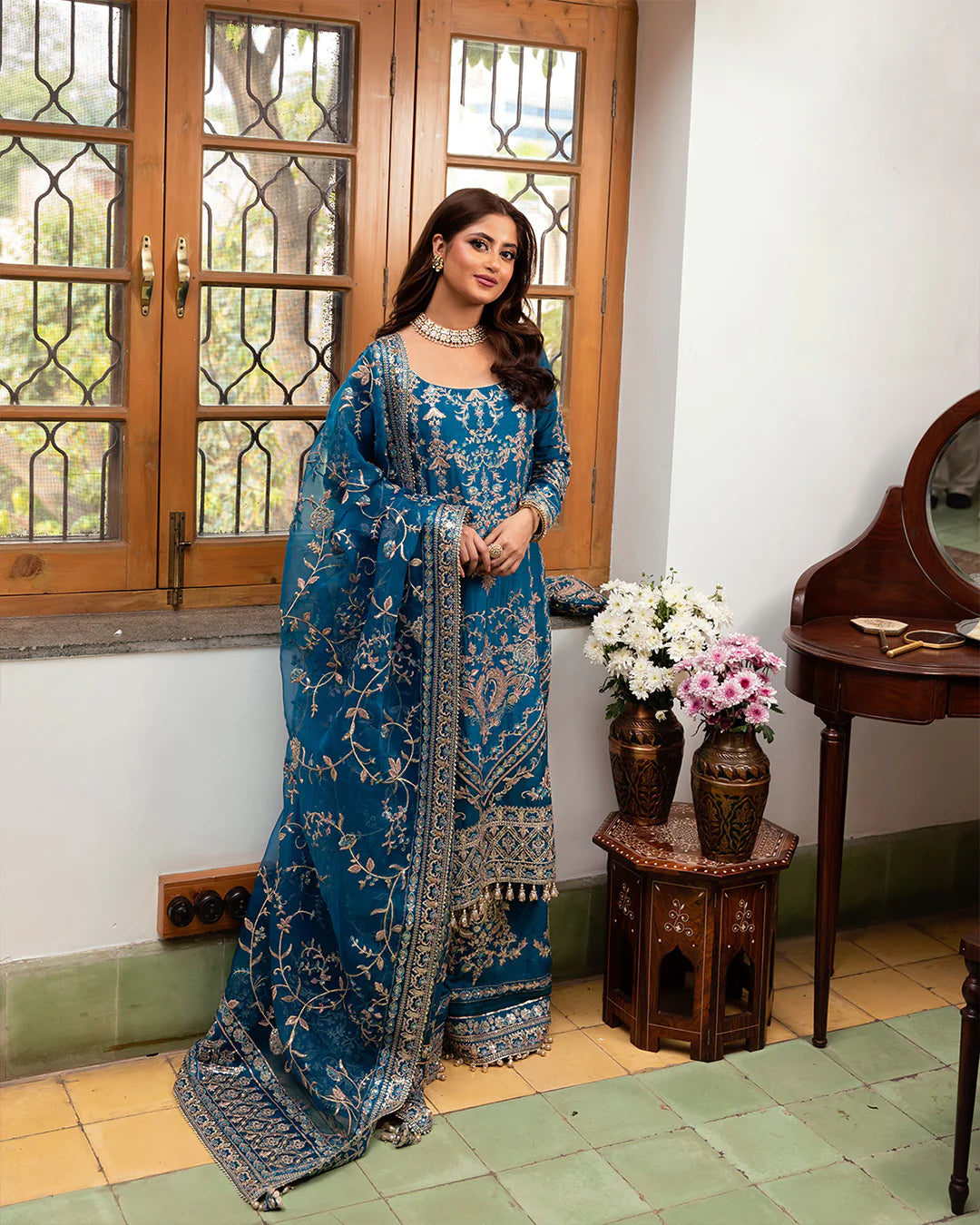 Faiza Saqlain Blue Formal Collection Organza Replica