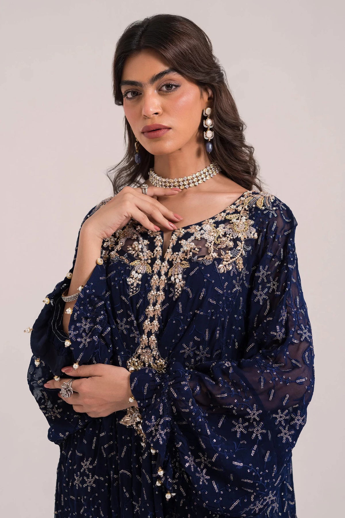 Ammara Khan Blue Formal Collection Chiffon Replica